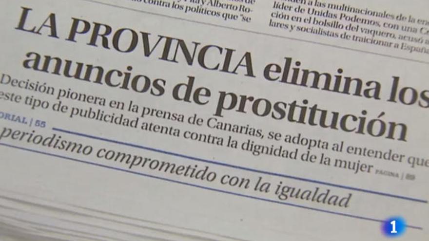 TVE destaca la eliminación de anuncios sobre prostitución en LA PROVINCIA y &#039;El Día&#039;