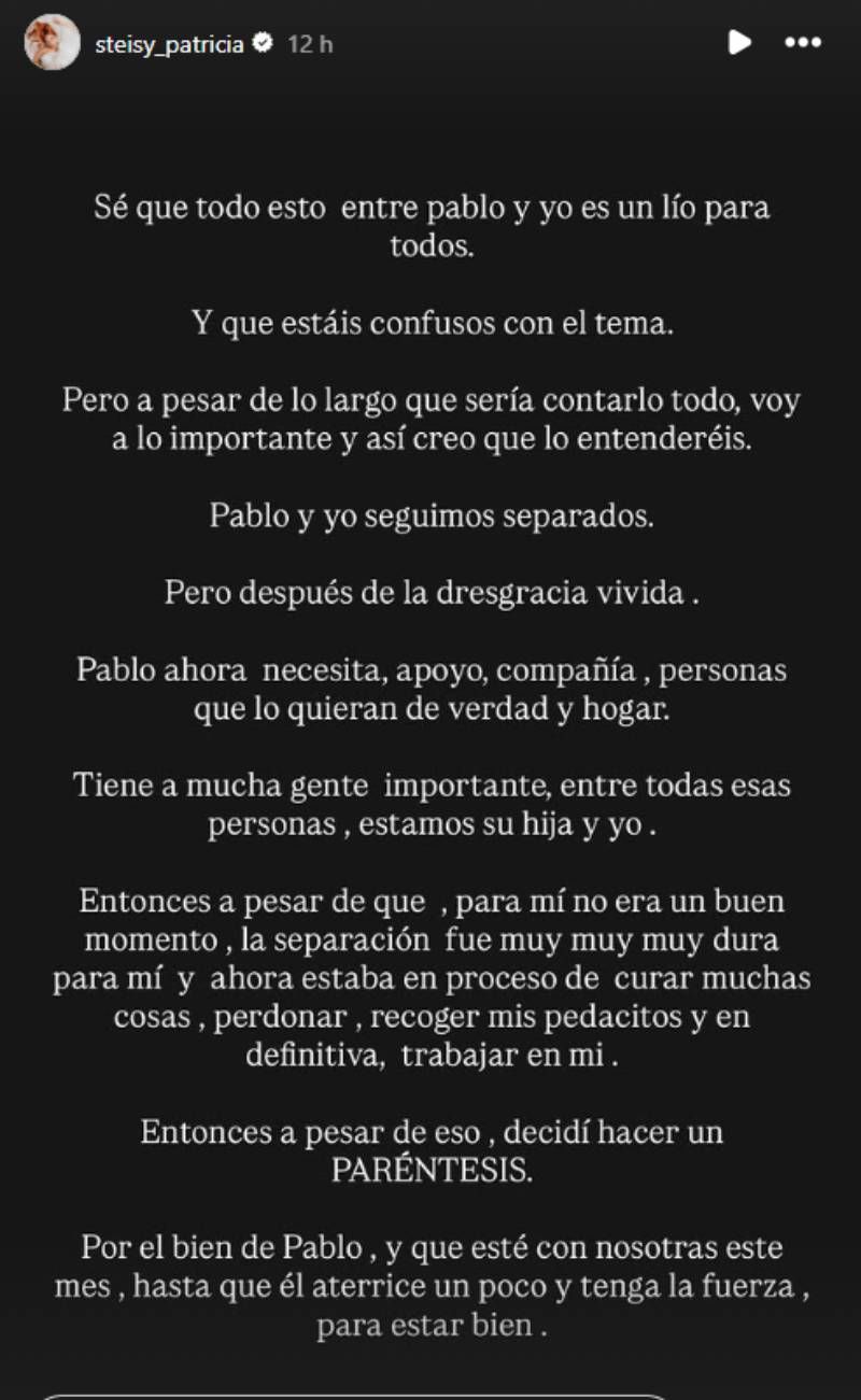 Steysi no duda en apoyar a Pablo Pisa tras la muerte de su madre