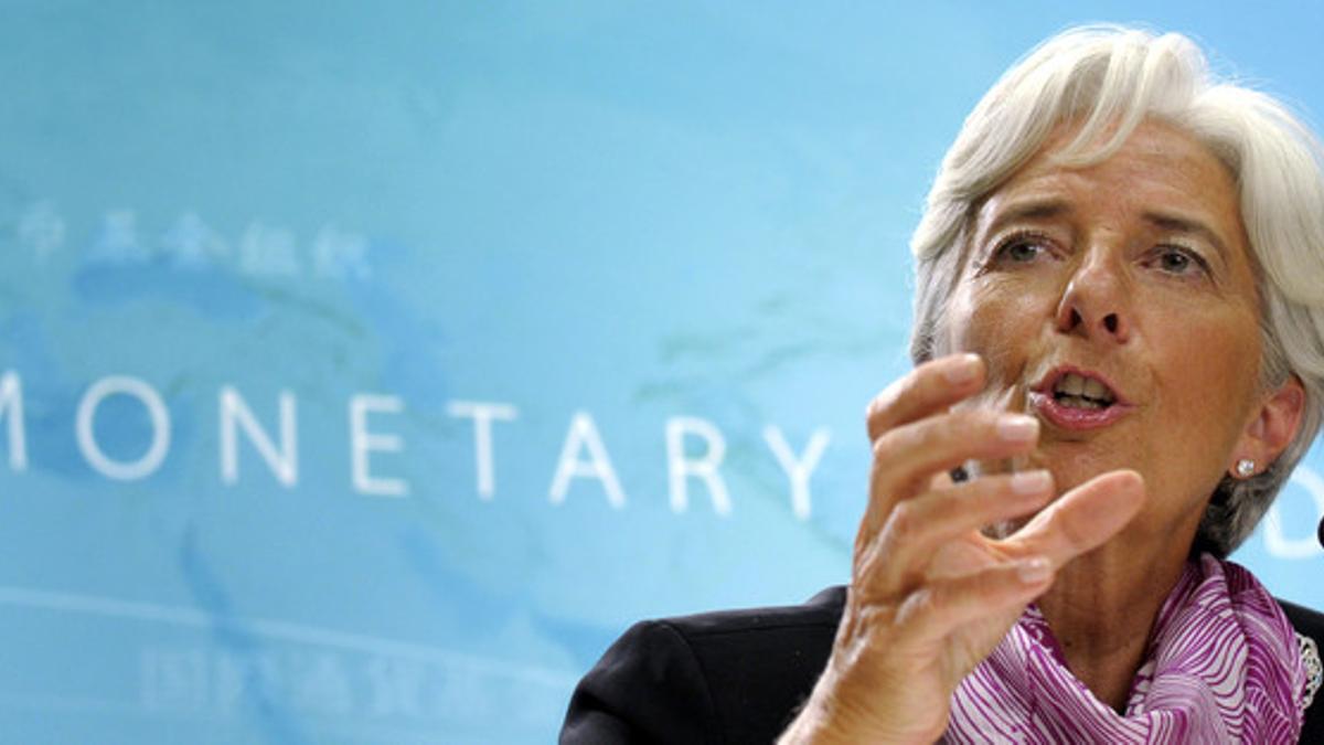 Christine Lagarde, durante su primera comparecencia ante la prensa como directora gerente del FMI, el pasado 6 de julio en Washington.