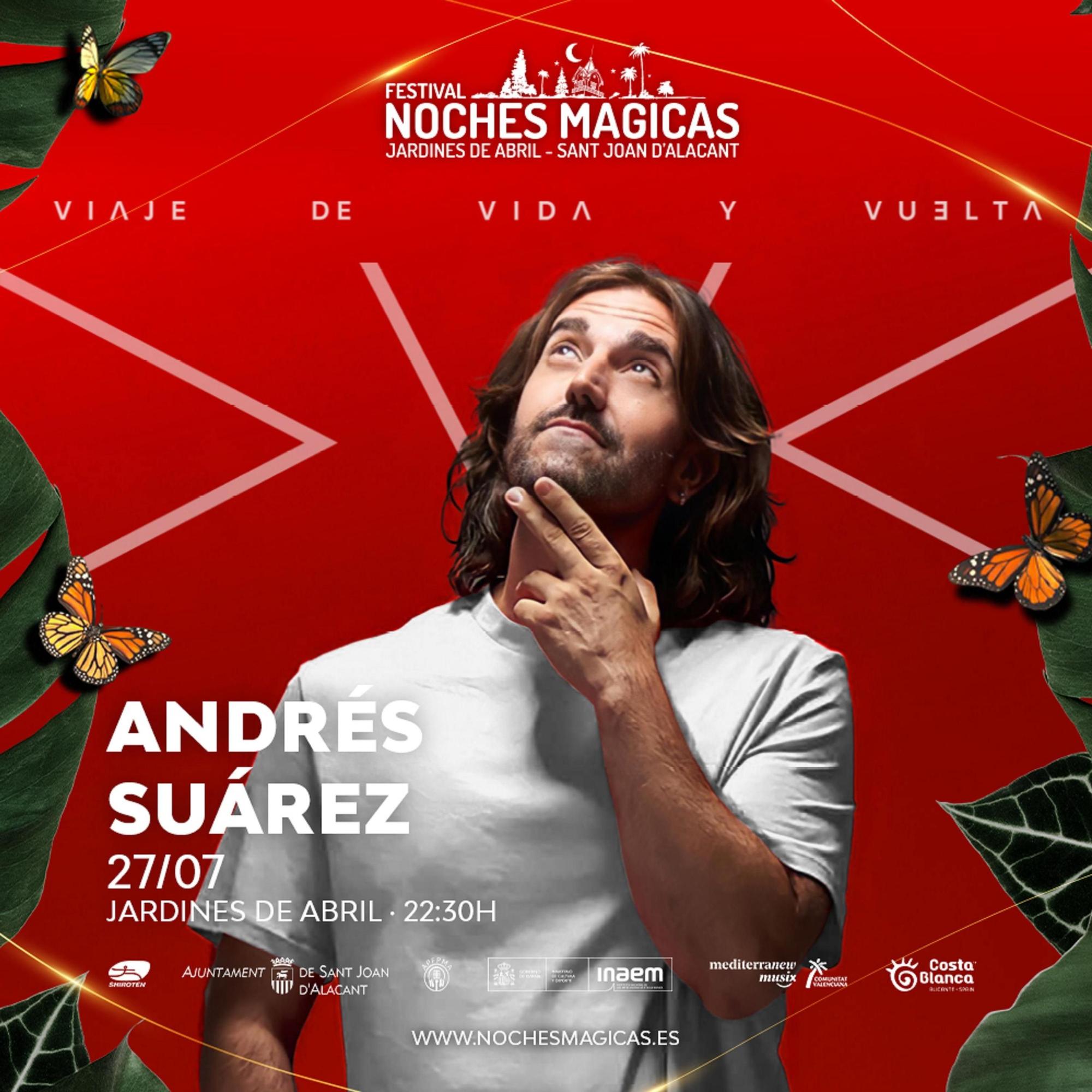 Andrés Suárez acaba de regresar de su exitosa gira por Latinoamérica y su primera parada en la península será en Noches Mágicas .
