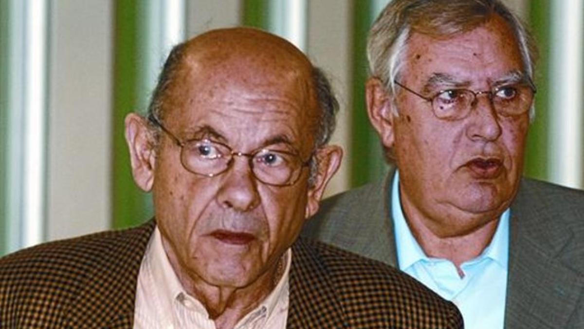 Fèlix Millet y Jordi Montull, en octubre del 2009, tras prestar declaración en la Ciutat de la Justícia.