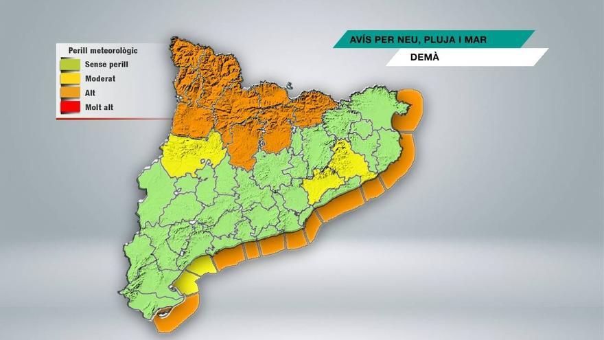 El temps de dissabte: alerta per neu al Pirineu i pluja a la resta