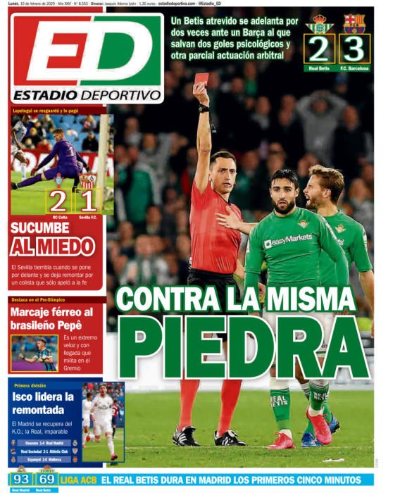 Portada ESTADIO DEPORTIVO lunes 10 febrero 2020