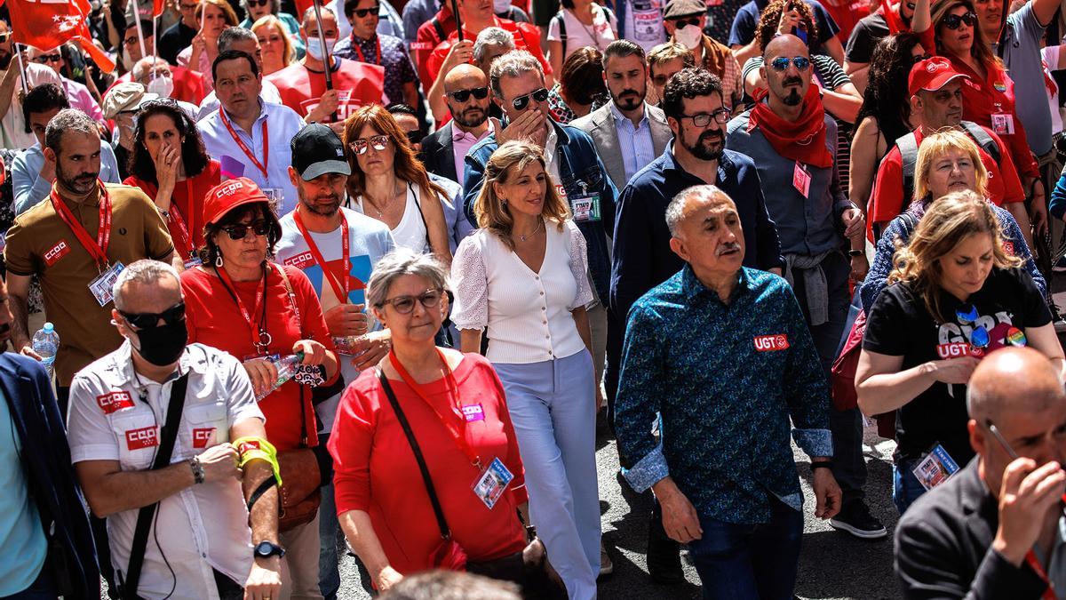 La ministra de Trabajo, en la manifestación de Madrid