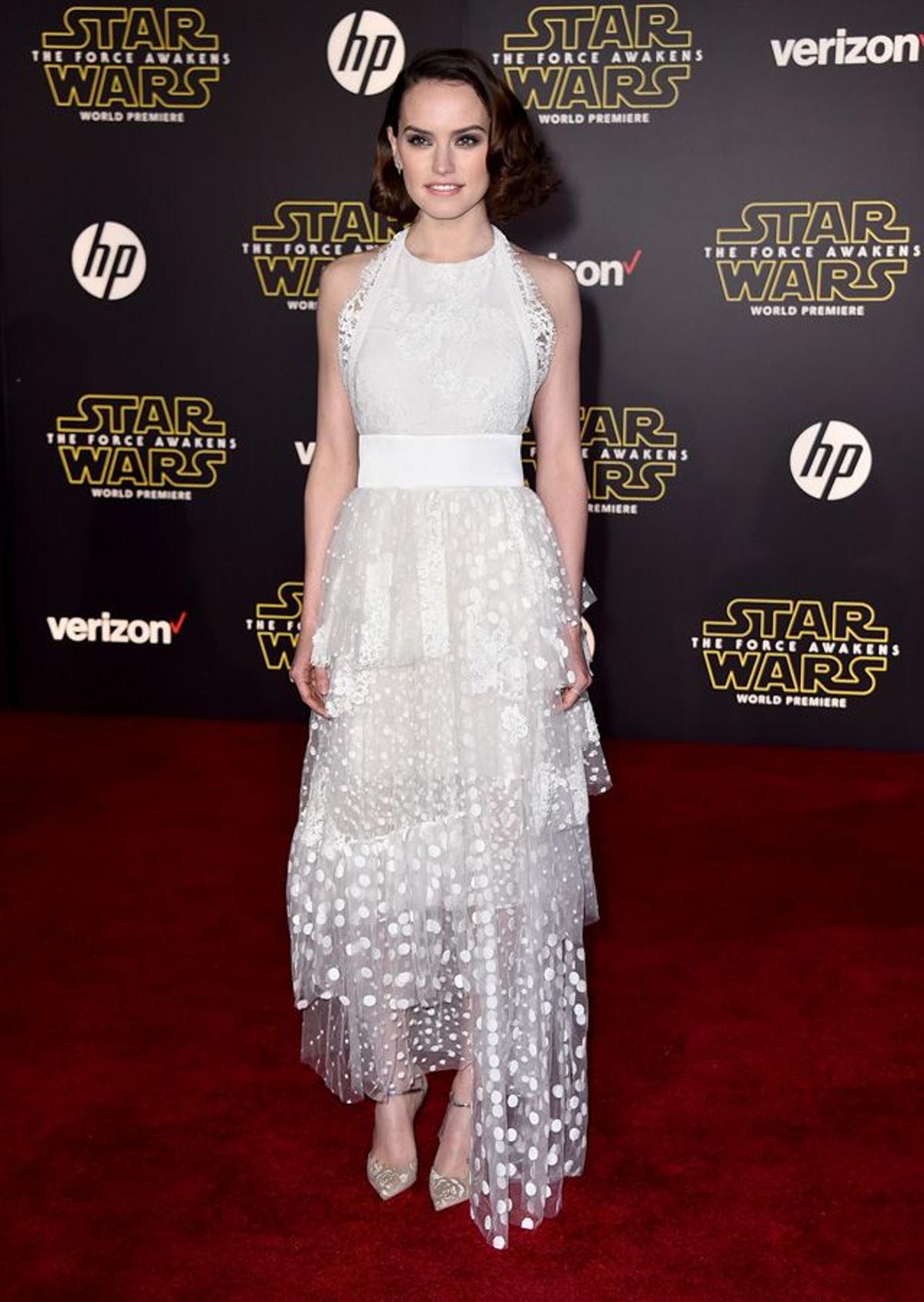 Daisy Ridley en el estreno mundial de Star Wars en Nueva York