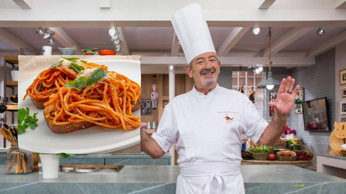 karlos Arguiñano comparte su receta de tostada de espaguetis