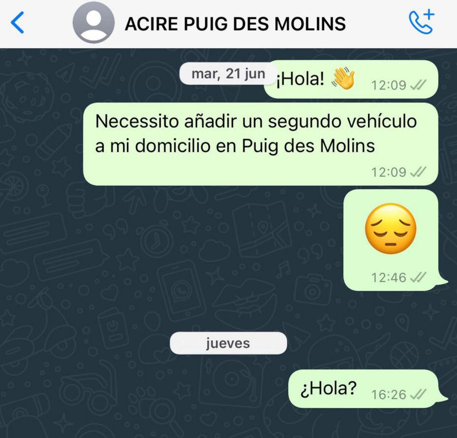 Conversación de WhatsApp con la concesionaria. | D.I.