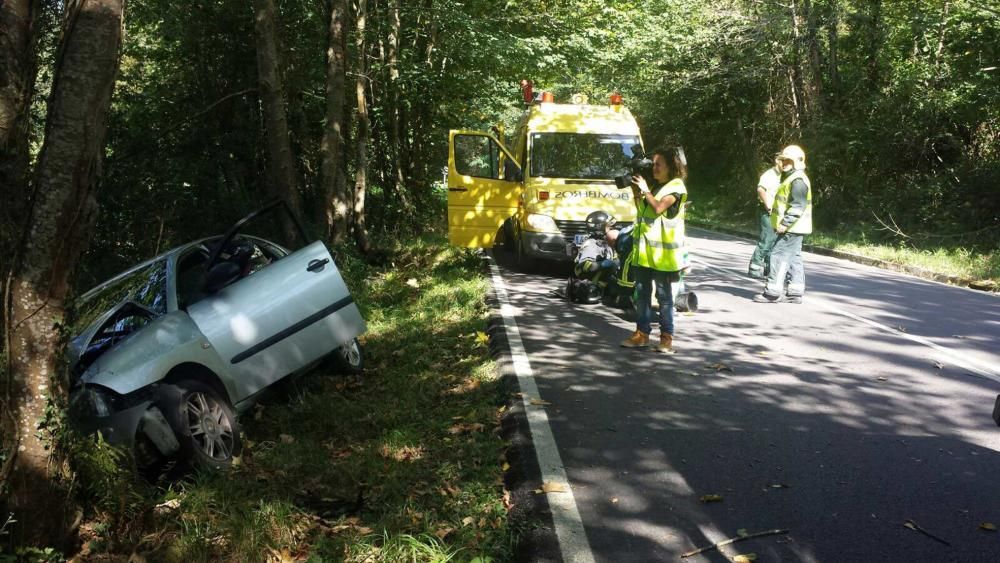 Herida una conductora al chocar con un árbol en Llanes