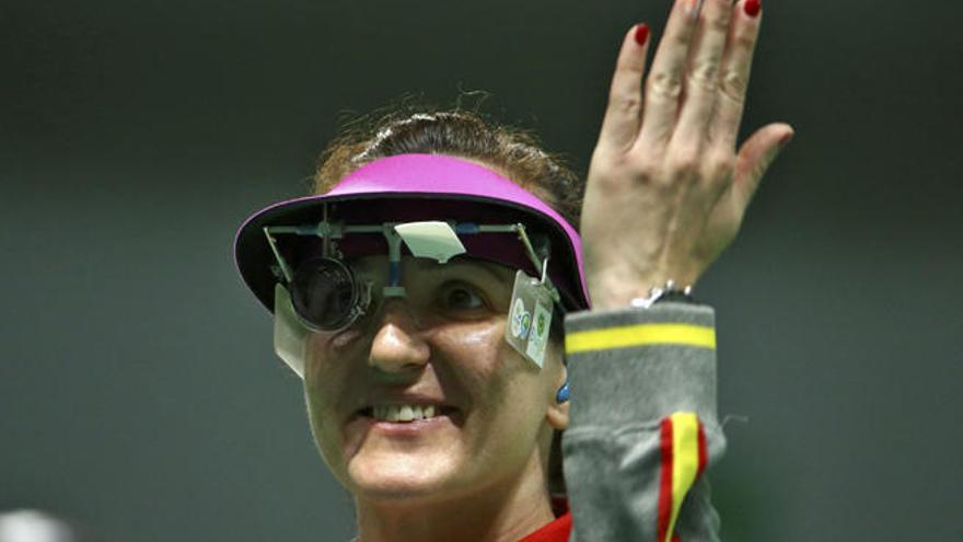 La tiradora española Sonia Franquet, en la final de tiro 10 metros.