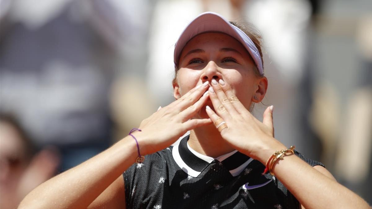 Animisova celebra la victoria ante Halep.