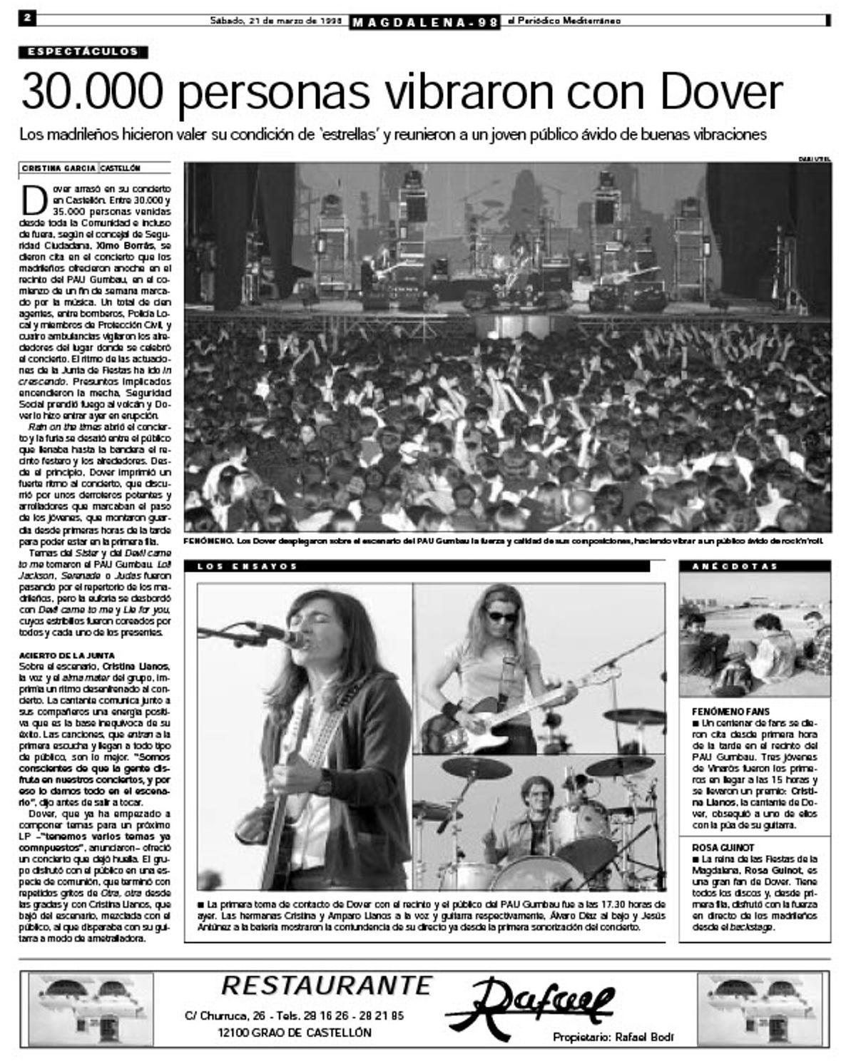 Crónica del concierto publicada en Mediterráneo.