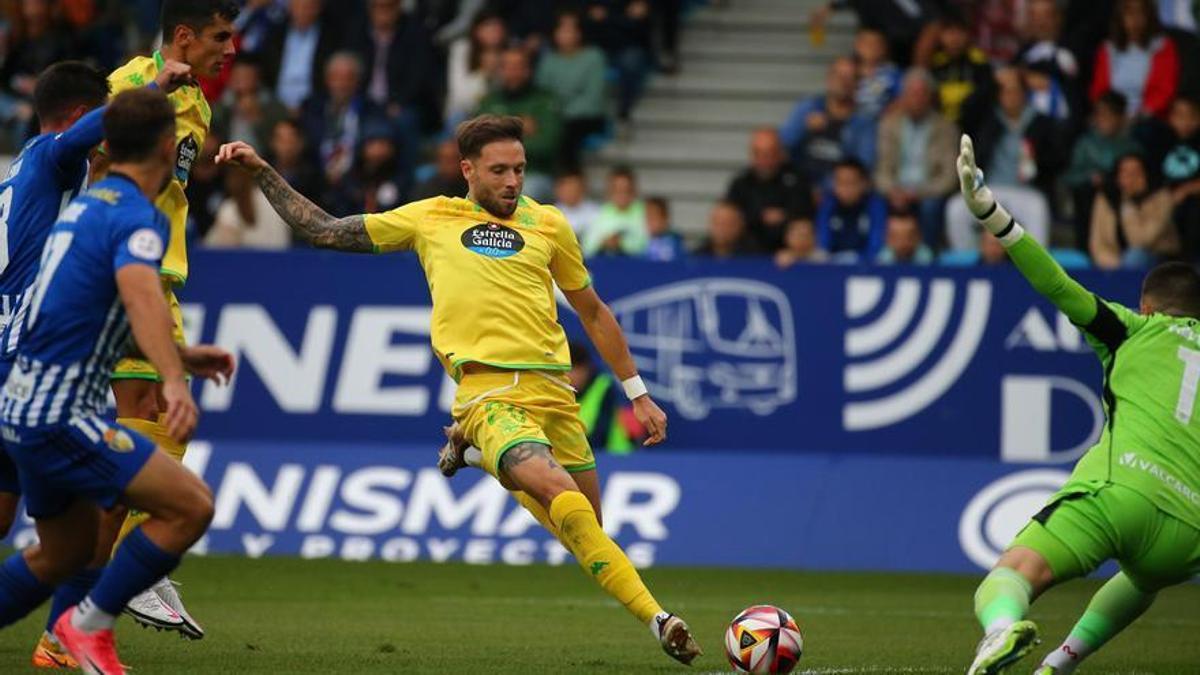 José Ángel, durante el último Sabadell - Deportivo en la Nova Creu Alta