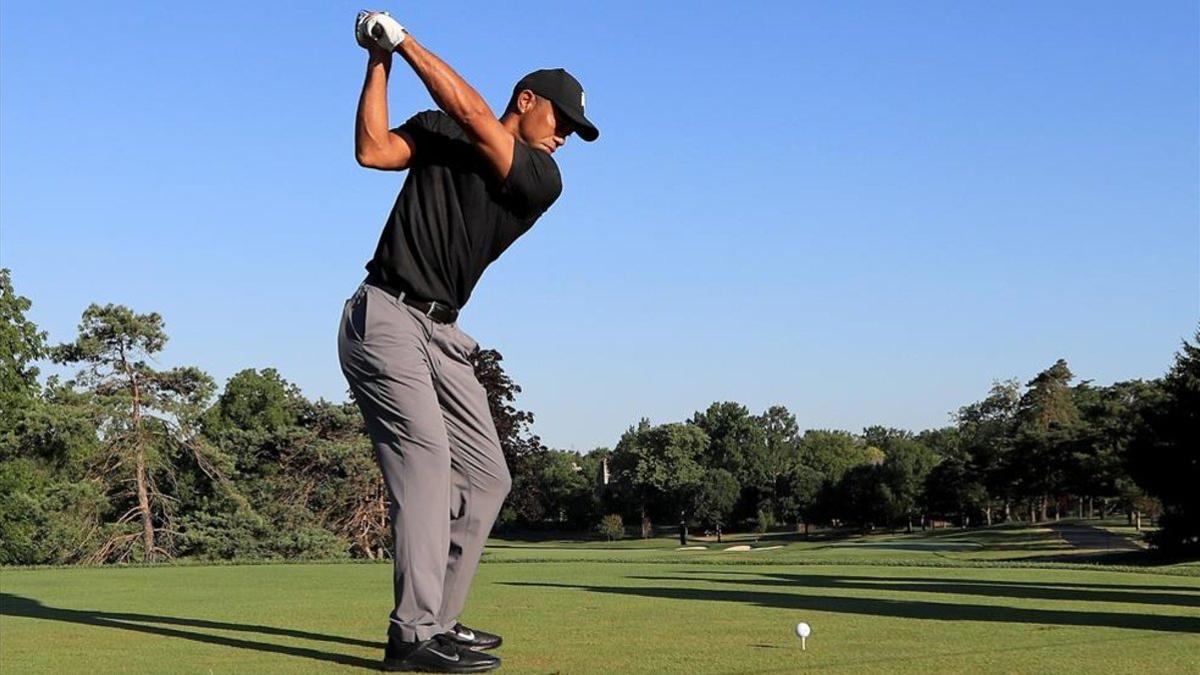 Woods, durante la ronda de entrenamiento en el Memorial