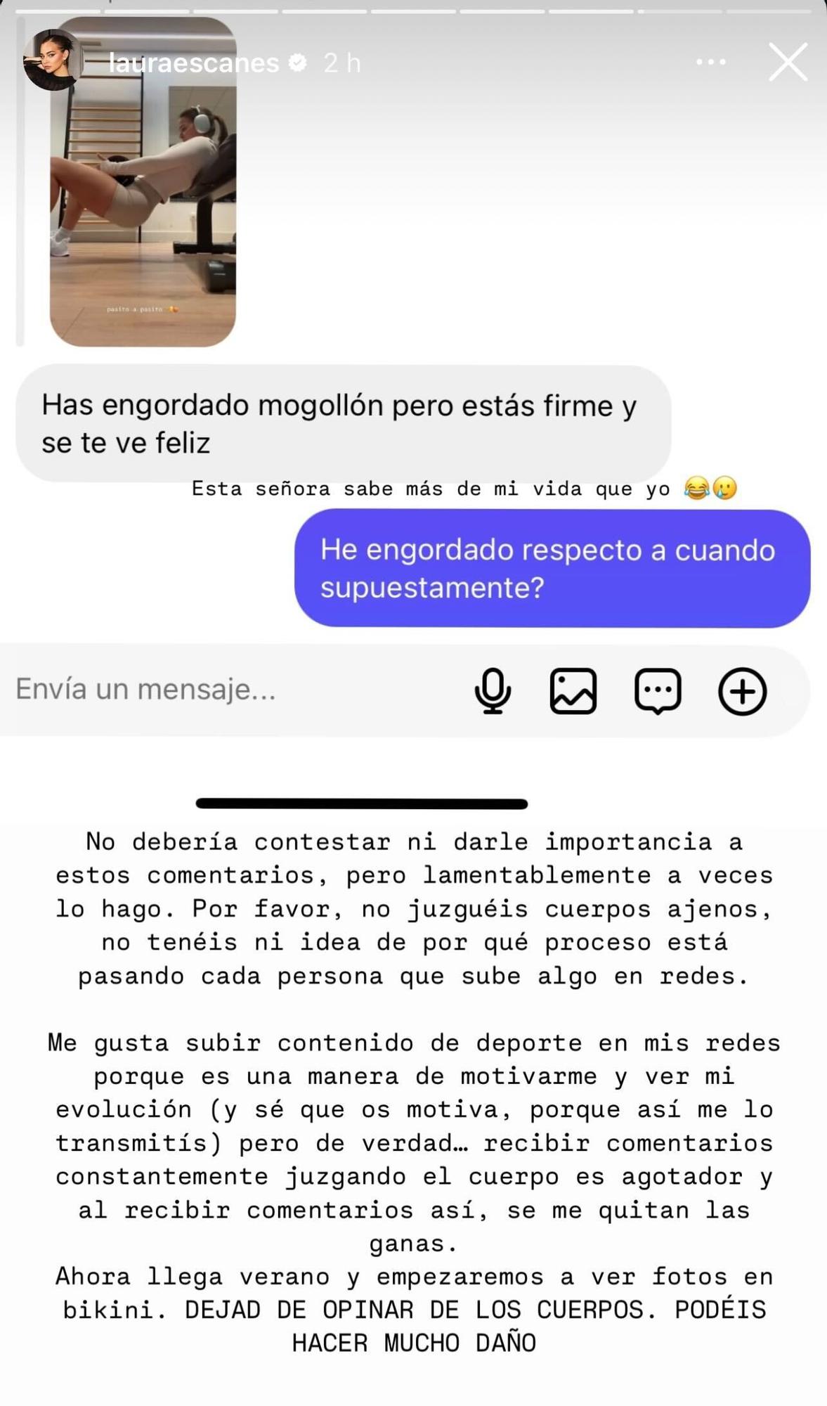 Laura Escanes no ha aguantado a contestar a una 'hater'