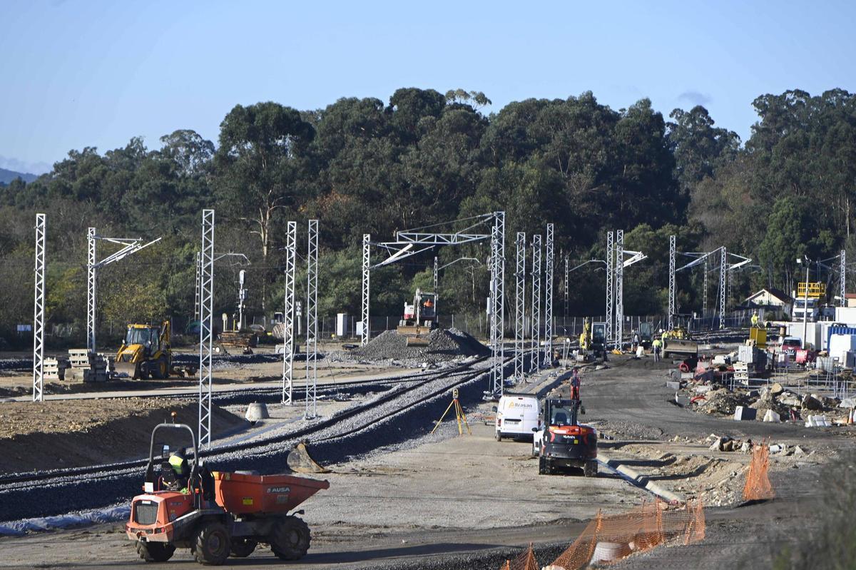 Obras del ramal de la Línea del Miño a la Plisan, donde Adif fijó una limitación de velocidad