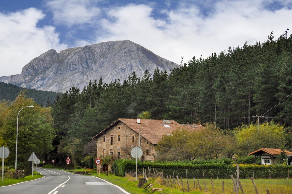 Elorrio, Spain - October 30, 2010: Road from Barcelona to Bilbao via Elorrio in Biscay province, Basque country of Spain