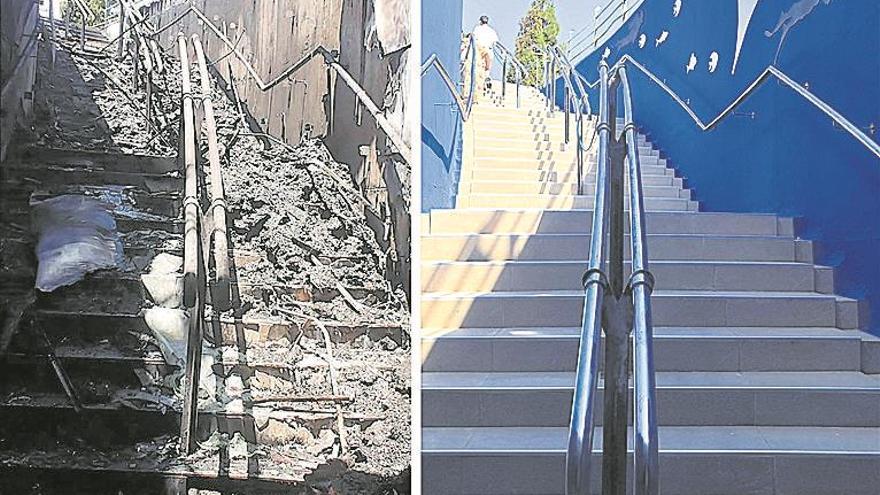 El Oceanogràfic reabre la escalera quemada en solo una semana