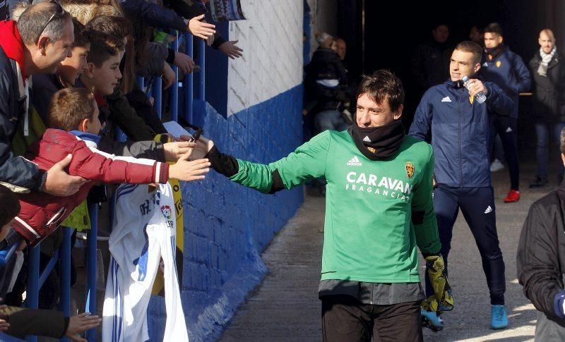 Entrenamiento a puerta abierta del Real Zaragoza en La Romareda