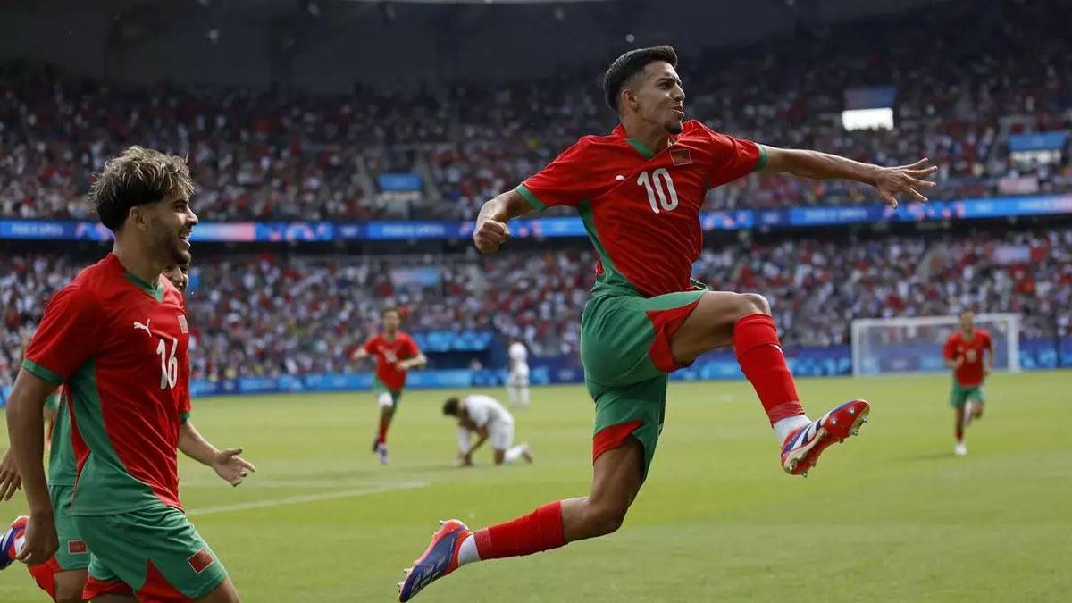 Ilias Akhomach celebra el gol marcado a Estados Unidos en los Juegos Olímpicos