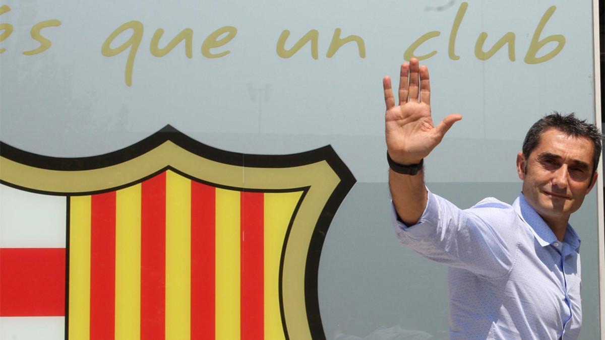 Ernesto Valverde, entrenador del FC Barcelona, en su primera jornada como técnico blaugrana