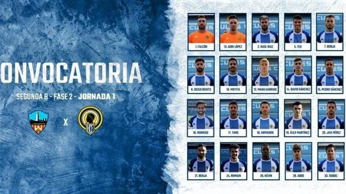 Lista de convocados para el Lleida-Hércules de mañana, a las 12 horas.