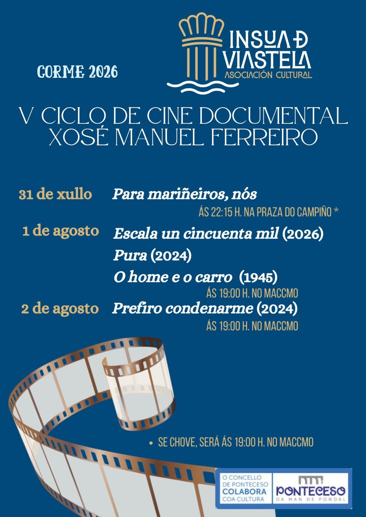 Cartel promocional do Ciclo de Cine Documental Xosé Manuel Ferreiro.