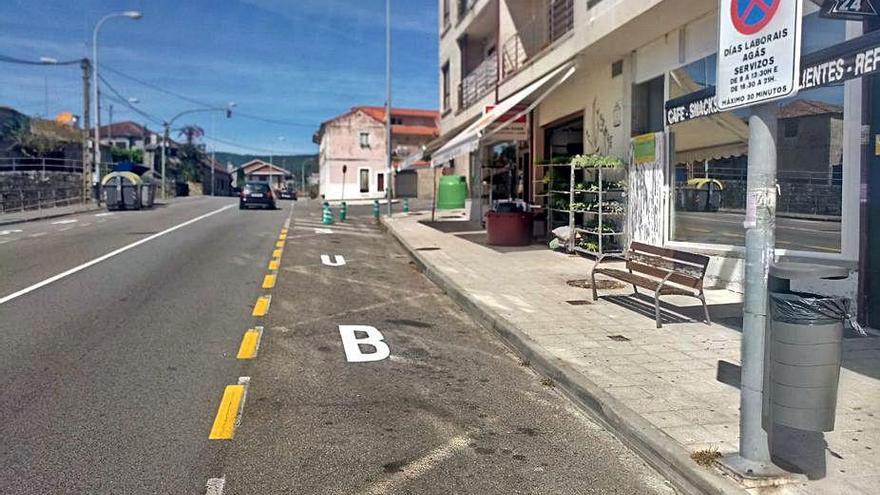 Tramo de la avenida de Porteliña donde se instaló la parada de bus.