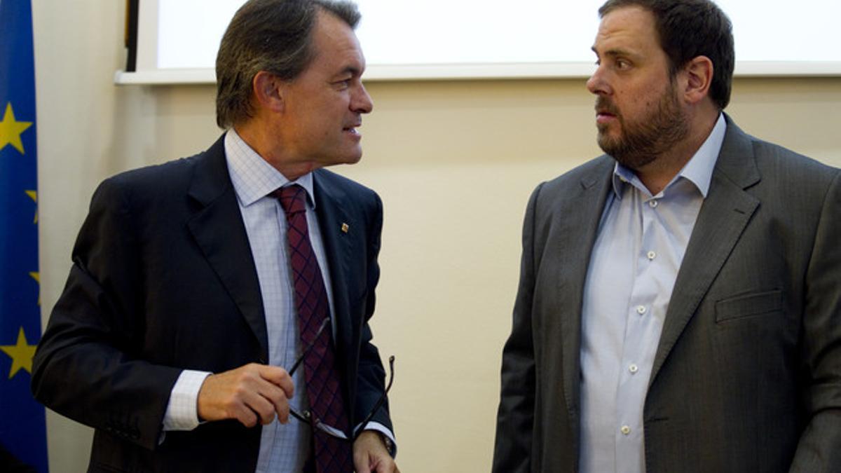 Artur Mas y Oriol Junqueras, el pasado septiembre, en Sant Vicenç dels Horts.