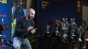 Mascherano, en su despedida del Barça en el Auditori 1899 del Camp Nou.