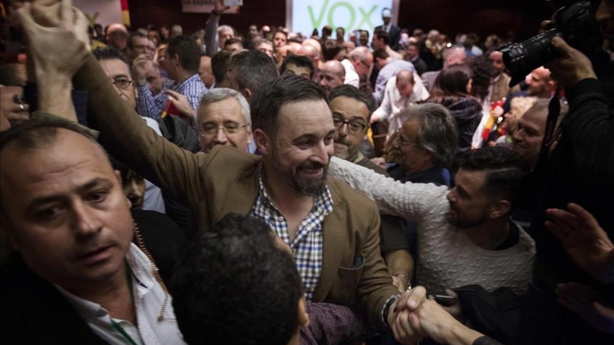 Santiago Abascal en un acto en Murcia