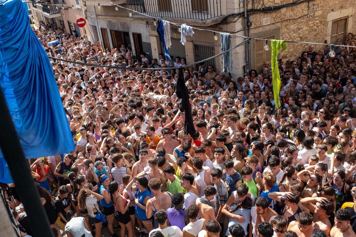 Sa Vermada de Binissalem arranca con su multitudinaria ‘guerra de raïm’ y la ‘Festa dels Trepitjadors’