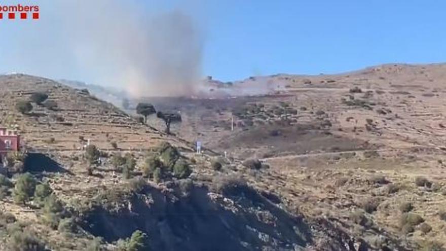 Imatge de l'incendi forestal de Portbou del passat 5 d'abril