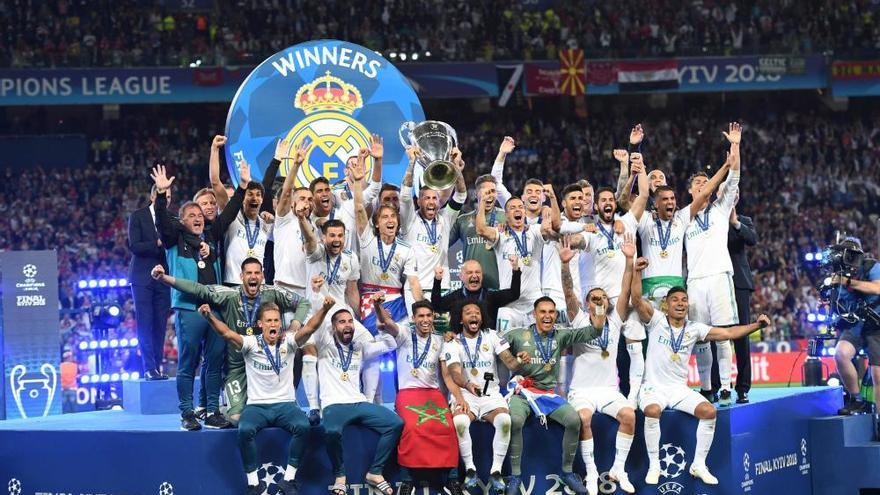 La celebración del Real Madrid tras ganar su decimotercera Copa de Europa en Kiev