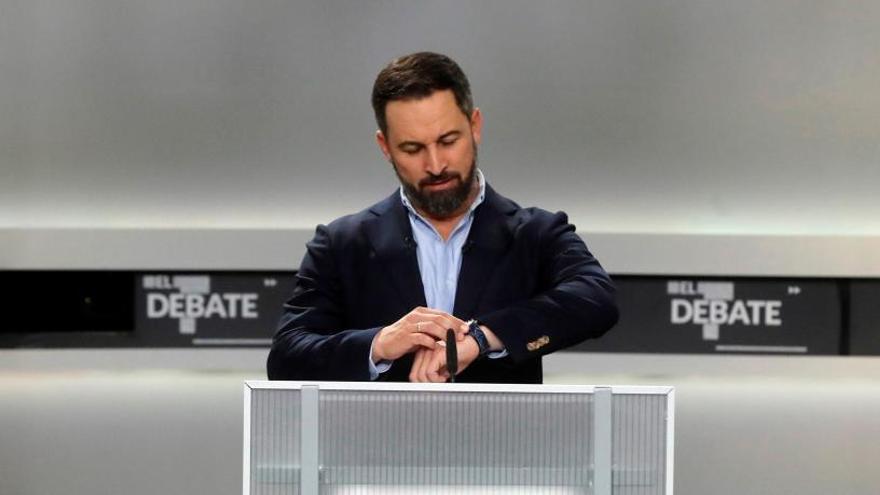 Santiago Abascal durante el debate electoral.