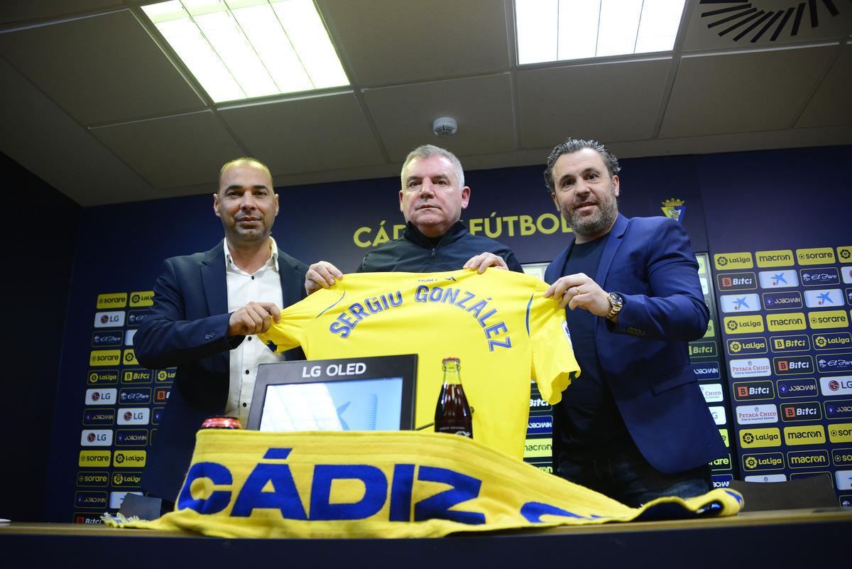 Imagen de la presentación de Sergio González como nuevo técnico del Cádiz CF, hace un mes.