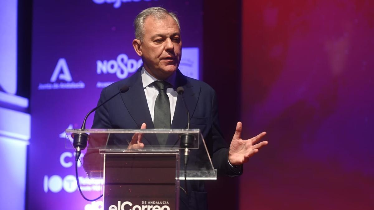 El alcalde de Sevilla, José Luis Sanz, durante su discurso en el acto de celebración del 125 aniversario de El Correo de Andalucía