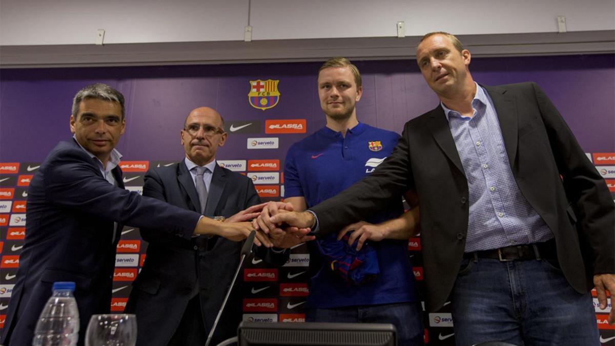 Aron Palmarsson, en su presentación como jugador del Barça Lassa