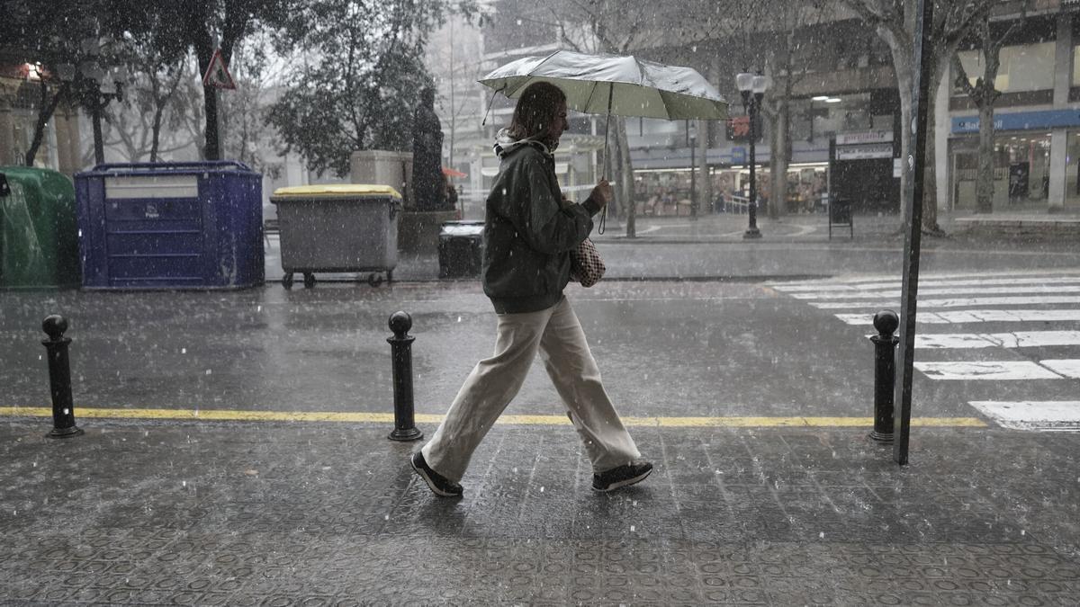 Persona protegiéndose de la lluvia con un paraguas.