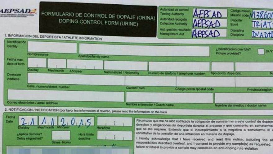 Una de las papeletas de control.