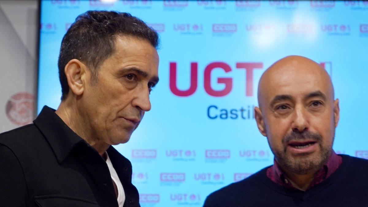 Los secretarios generales de UGT y CC OO en Castilla y León, Óscar Lobo y Vicente Andrés, abordan el futuro de la unidad de acción de ambas organizaciones sindicales en la Comunidad.