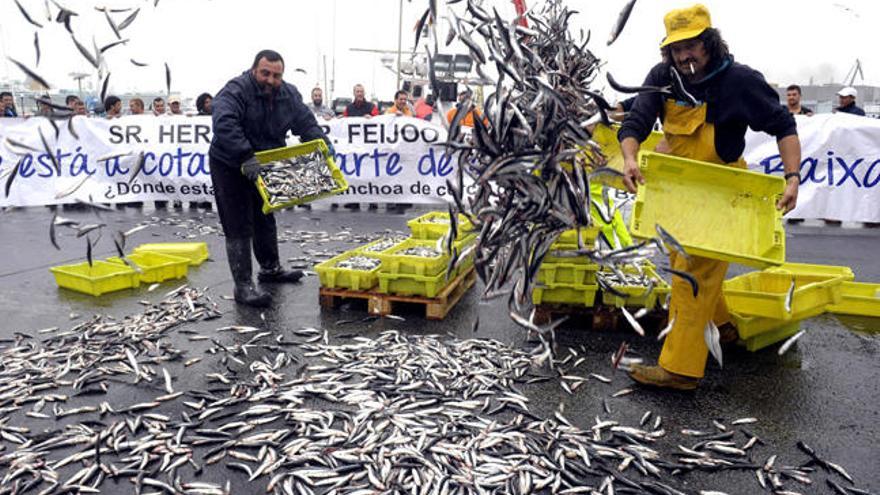 Manifestación de los marineros del cerco este verano // V. Echave