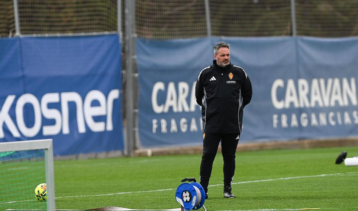 Dacid navarro, en el entrenamiento del martes del Real Zaragoza.