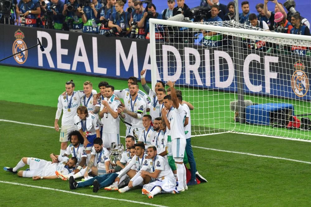 La celebración del Real Madrid tras ganar su decimotercera Copa de Europa en Kiev