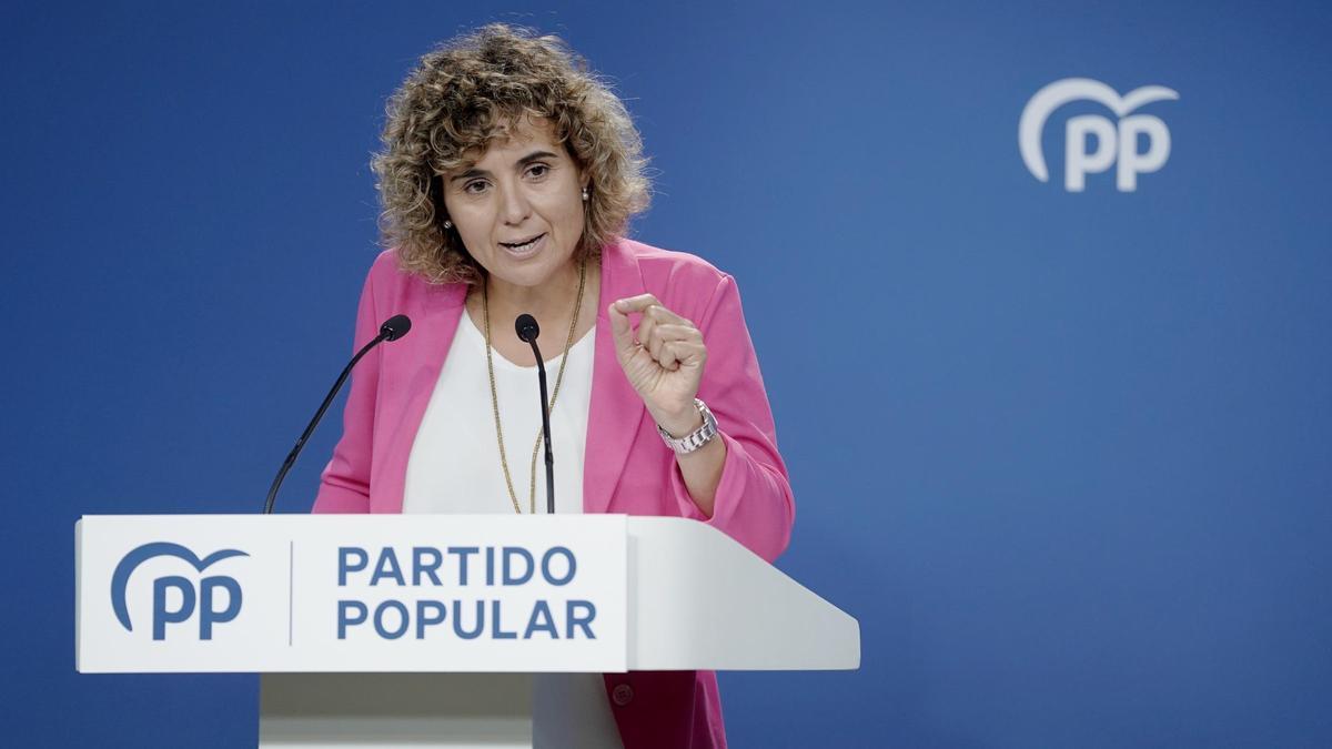 Dolors Montserrat, este lunes, en la sede del PP.