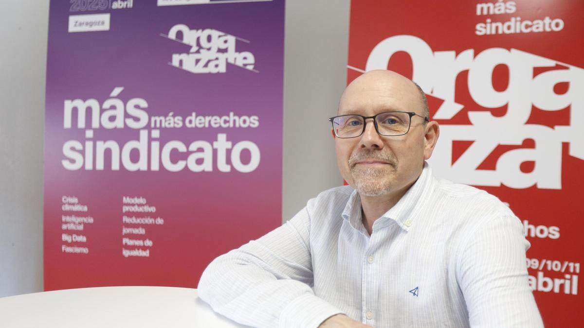 Manuel Pina, secretario general de CCOO Aragón, hace unos días.