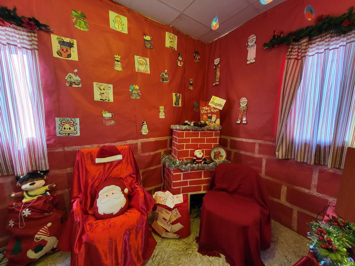 La habitación de Papá Noel en la Casa de la Navidad del CEIP San Fernando de Maspalomas.
