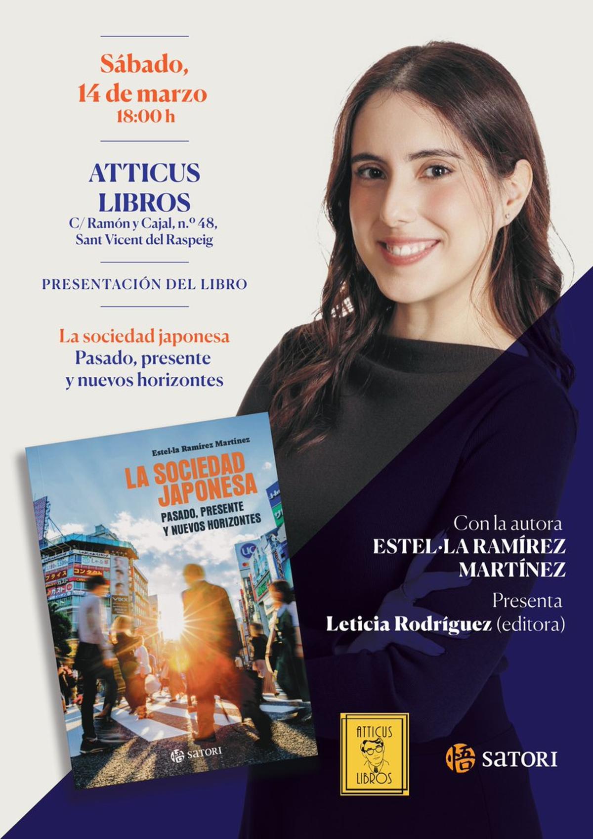 Cartel de la presentación del libro "La sociedad japonesa" a cargo de su autora Estel·la Ramírez