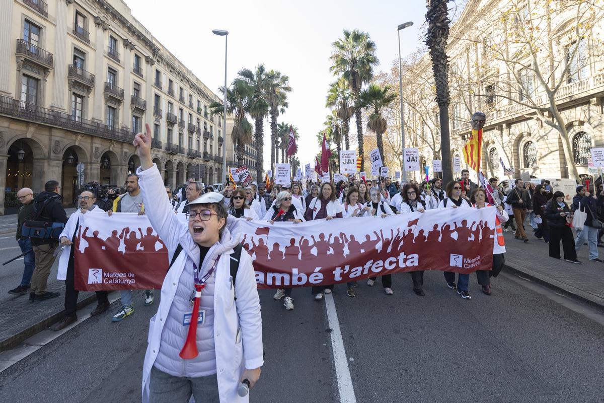 Movilización de Metges de Catalunya el pasado 14 de enero en Barcelona.