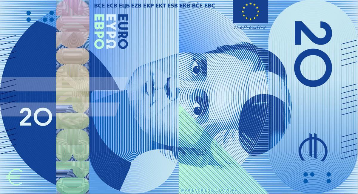 El billete de 20 euros, con Marie Curie como elemento central
