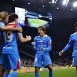 Los jugadores del Atlético celebran el gol de Julián Álvarez ante el Tottenham.